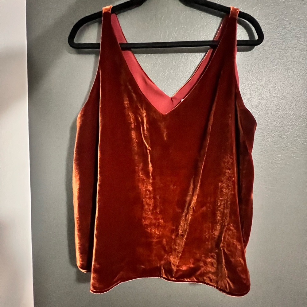 Loft ,Velvet Burnt Orange Sleeveless Top